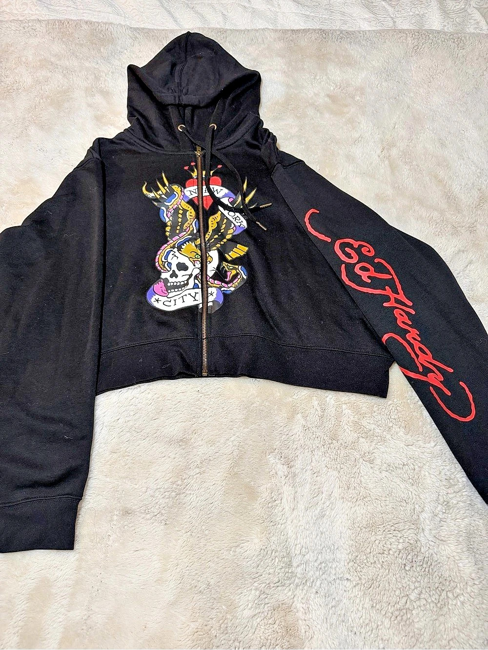 Ed Hardy NYC Skull Tracksuit Set Hoodie Black & Red